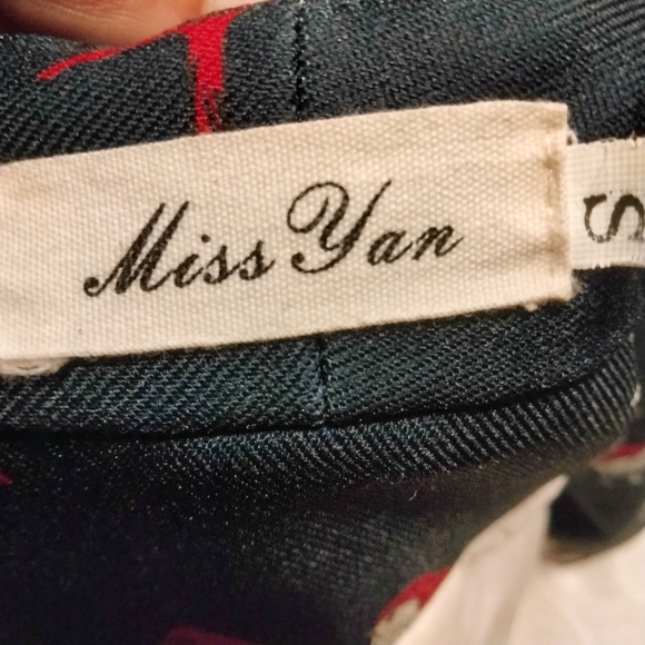 Miss Yan Bird Patterned Dark Academia Teacher Button Up Dress Size Small - Picture 12 of 13